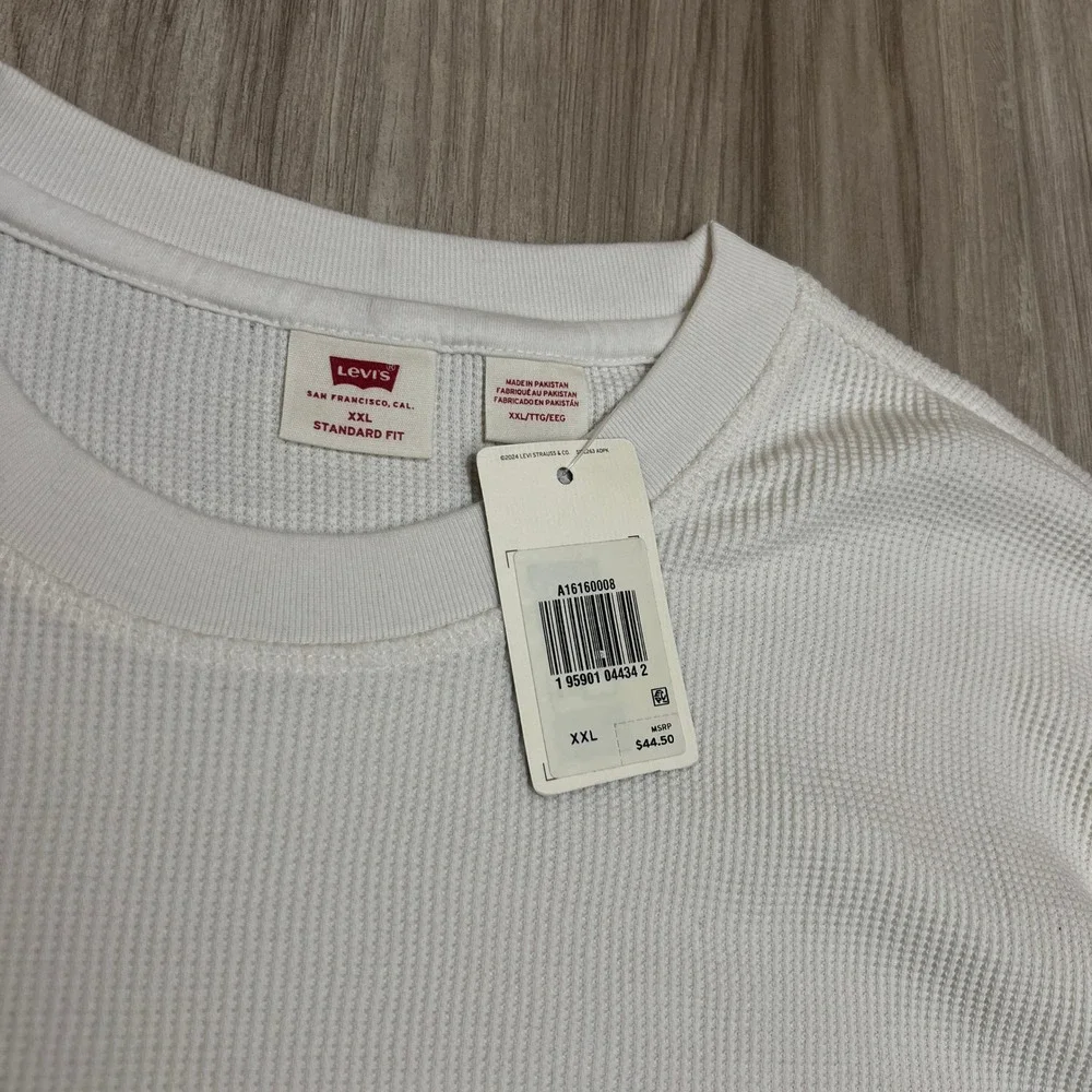 Levi's Thermal Waffle Knit Shirt Men's 2XL White Long Sleeve Standard Fit